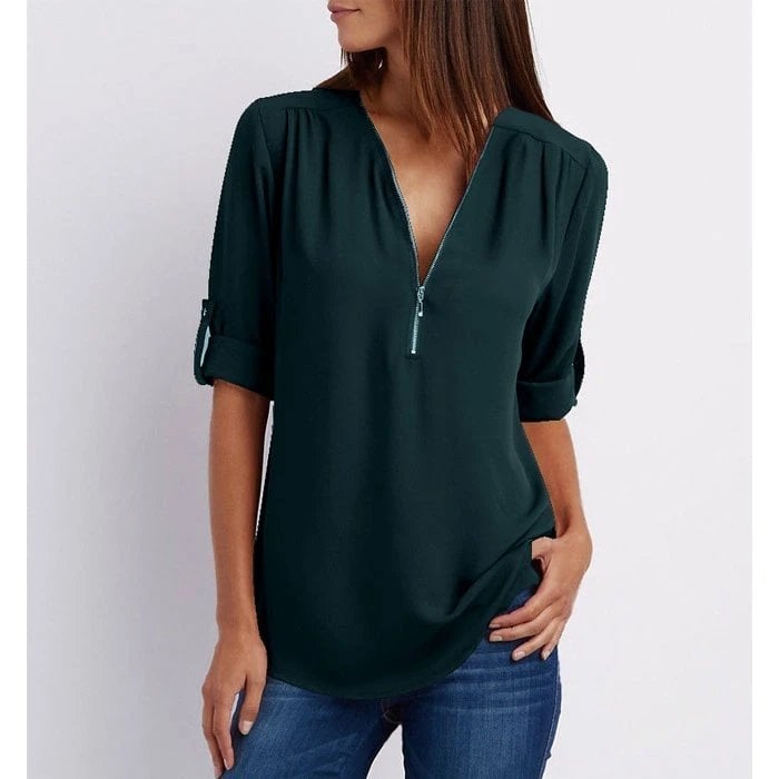 Chic Zip Blůza Henley