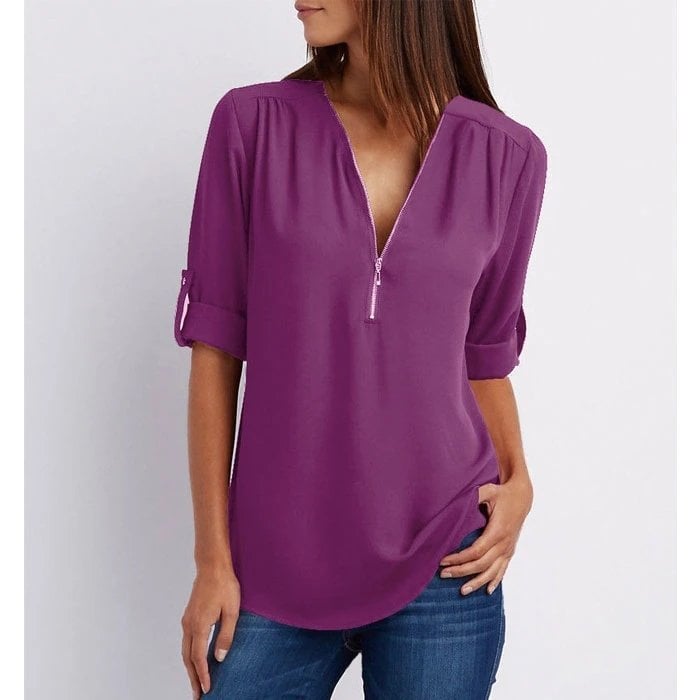 Chic Zip Blůza Henley